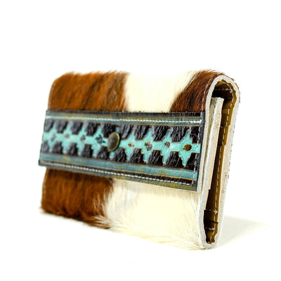Kacey Wallet - Tricolor w/ Midnight Navajo-Kacey Wallet-Western-Cowhide-Bags-Handmade-Products-Gifts-Dancing Cactus Designs