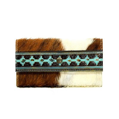 Kacey Wallet - Tricolor w/ Midnight Navajo-Kacey Wallet-Western-Cowhide-Bags-Handmade-Products-Gifts-Dancing Cactus Designs