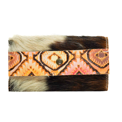 Kacey Wallet - Tricolor w/ Moab Aztec-Kacey Wallet-Western-Cowhide-Bags-Handmade-Products-Gifts-Dancing Cactus Designs