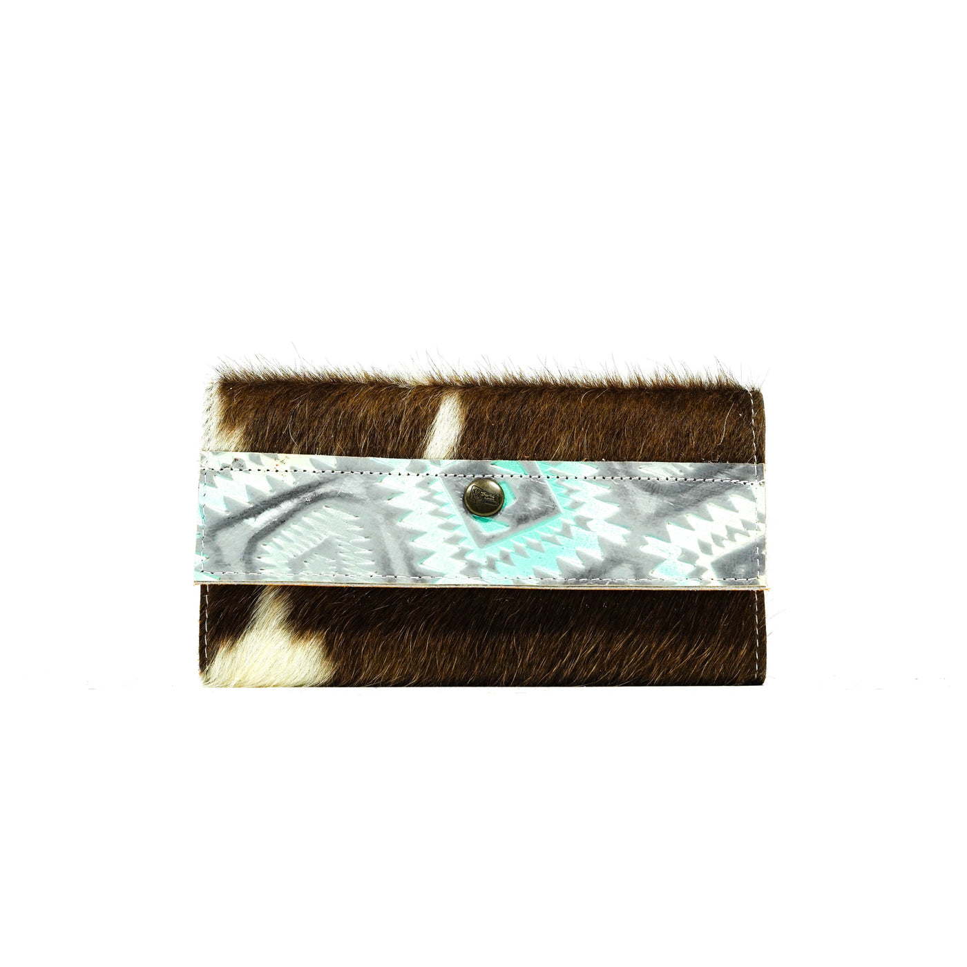 Kacey Wallet - Tricolor w/ Royston Aztec-Kacey Wallet-Western-Cowhide-Bags-Handmade-Products-Gifts-Dancing Cactus Designs