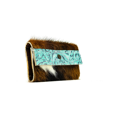 Kacey Wallet - Tricolor w/ Royston Tool-Kacey Wallet-Western-Cowhide-Bags-Handmade-Products-Gifts-Dancing Cactus Designs