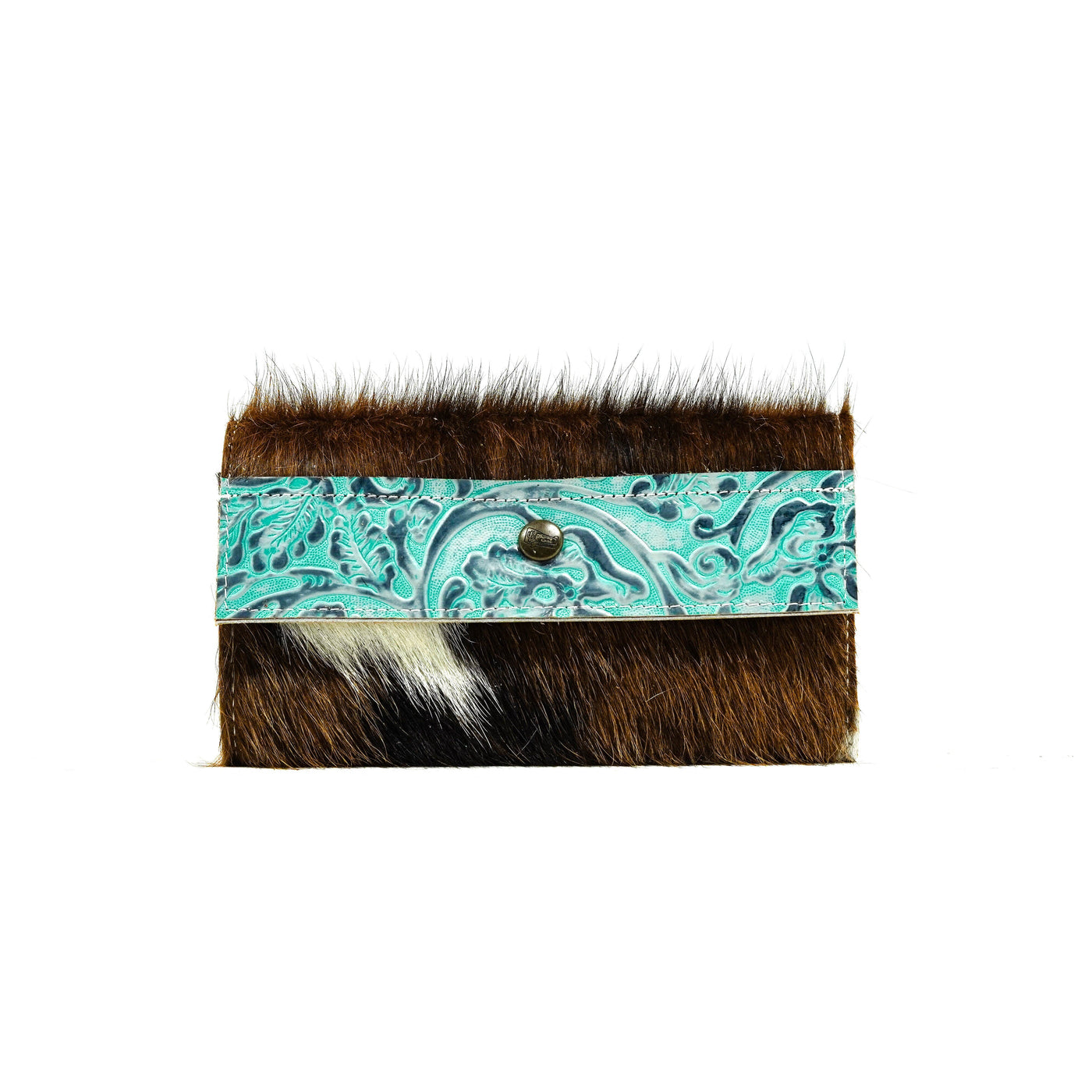 Kacey Wallet - Tricolor w/ Royston Tool-Kacey Wallet-Western-Cowhide-Bags-Handmade-Products-Gifts-Dancing Cactus Designs