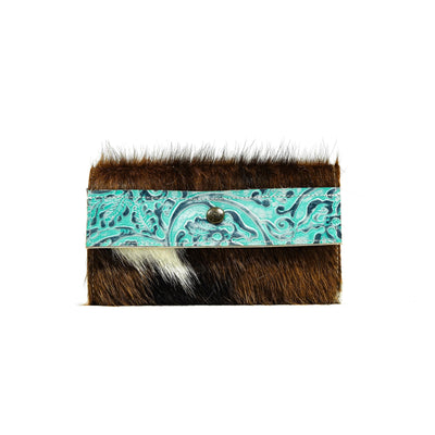 Kacey Wallet - Tricolor w/ Royston Tool-Kacey Wallet-Western-Cowhide-Bags-Handmade-Products-Gifts-Dancing Cactus Designs