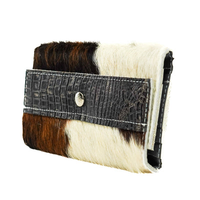 Kacey Wallet - Tricolor w/ Smoke Show Croc-Kacey Wallet-Western-Cowhide-Bags-Handmade-Products-Gifts-Dancing Cactus Designs