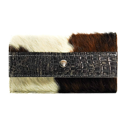Kacey Wallet - Tricolor w/ Smoke Show Croc-Kacey Wallet-Western-Cowhide-Bags-Handmade-Products-Gifts-Dancing Cactus Designs