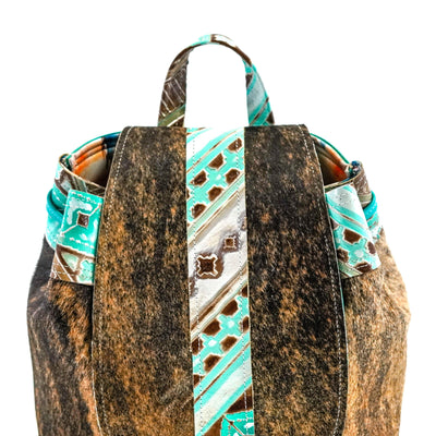 Kelsea Backpack - Brindle w/ Bora Bora Navajo-Kelsea Backpack-Western-Cowhide-Bags-Handmade-Products-Gifts-Dancing Cactus Designs