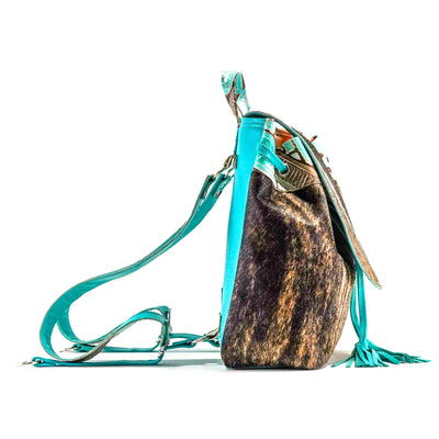 Kelsea Backpack - Brindle w/ Bora Bora Navajo-Kelsea Backpack-Western-Cowhide-Bags-Handmade-Products-Gifts-Dancing Cactus Designs
