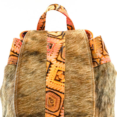 Kelsea Backpack - Exotic Brindle w/ Moab Aztec-Kelsea Backpack-Western-Cowhide-Bags-Handmade-Products-Gifts-Dancing Cactus Designs