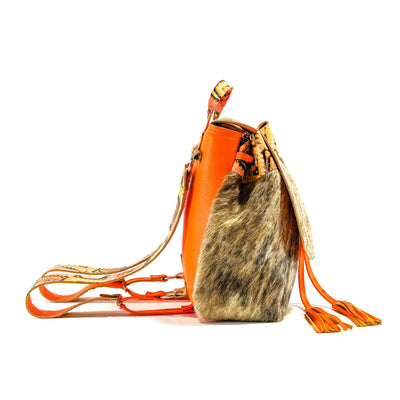 Kelsea Backpack - Exotic Brindle w/ Moab Aztec-Kelsea Backpack-Western-Cowhide-Bags-Handmade-Products-Gifts-Dancing Cactus Designs