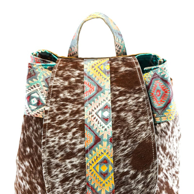 Kelsea Backpack - Longhorn w/ Rainbow Aztec-Kelsea Backpack-Western-Cowhide-Bags-Handmade-Products-Gifts-Dancing Cactus Designs