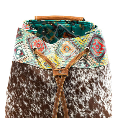 Kelsea Backpack - Longhorn w/ Rainbow Aztec-Kelsea Backpack-Western-Cowhide-Bags-Handmade-Products-Gifts-Dancing Cactus Designs