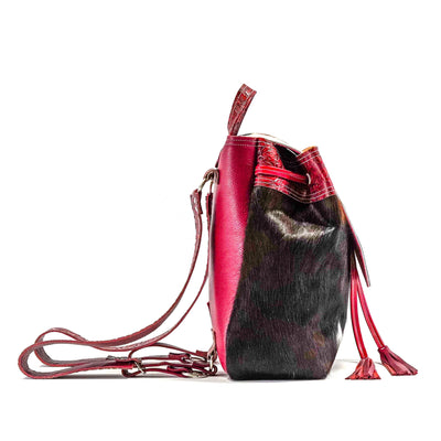 Kelsea Backpack - Tricolor w/ Red Tool-Kelsea Backpack-Western-Cowhide-Bags-Handmade-Products-Gifts-Dancing Cactus Designs