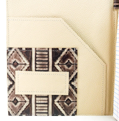 Large Notepad Cover - Brindle w/ Ivory & Brown Navajo-Large Notepad Cover-Western-Cowhide-Bags-Handmade-Products-Gifts-Dancing Cactus Designs