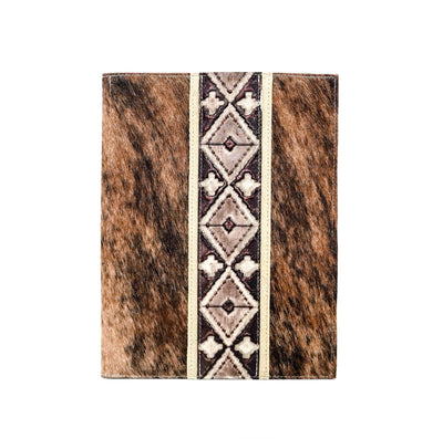 Large Notepad Cover - Brindle w/ Ivory & Brown Navajo-Large Notepad Cover-Western-Cowhide-Bags-Handmade-Products-Gifts-Dancing Cactus Designs