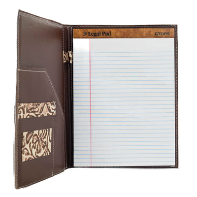 Large Notepad Cover - Brindle w/ Ivory tool-Large Notepad Cover-Western-Cowhide-Bags-Handmade-Products-Gifts-Dancing Cactus Designs