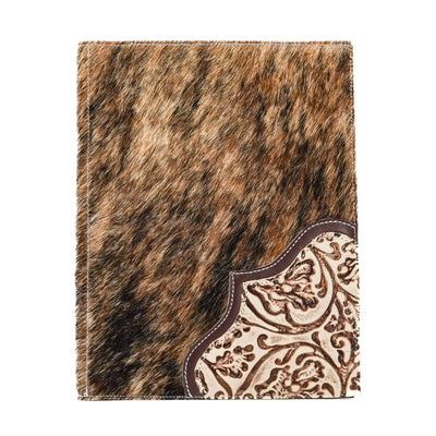 Large Notepad Cover - Brindle w/ Ivory tool-Large Notepad Cover-Western-Cowhide-Bags-Handmade-Products-Gifts-Dancing Cactus Designs