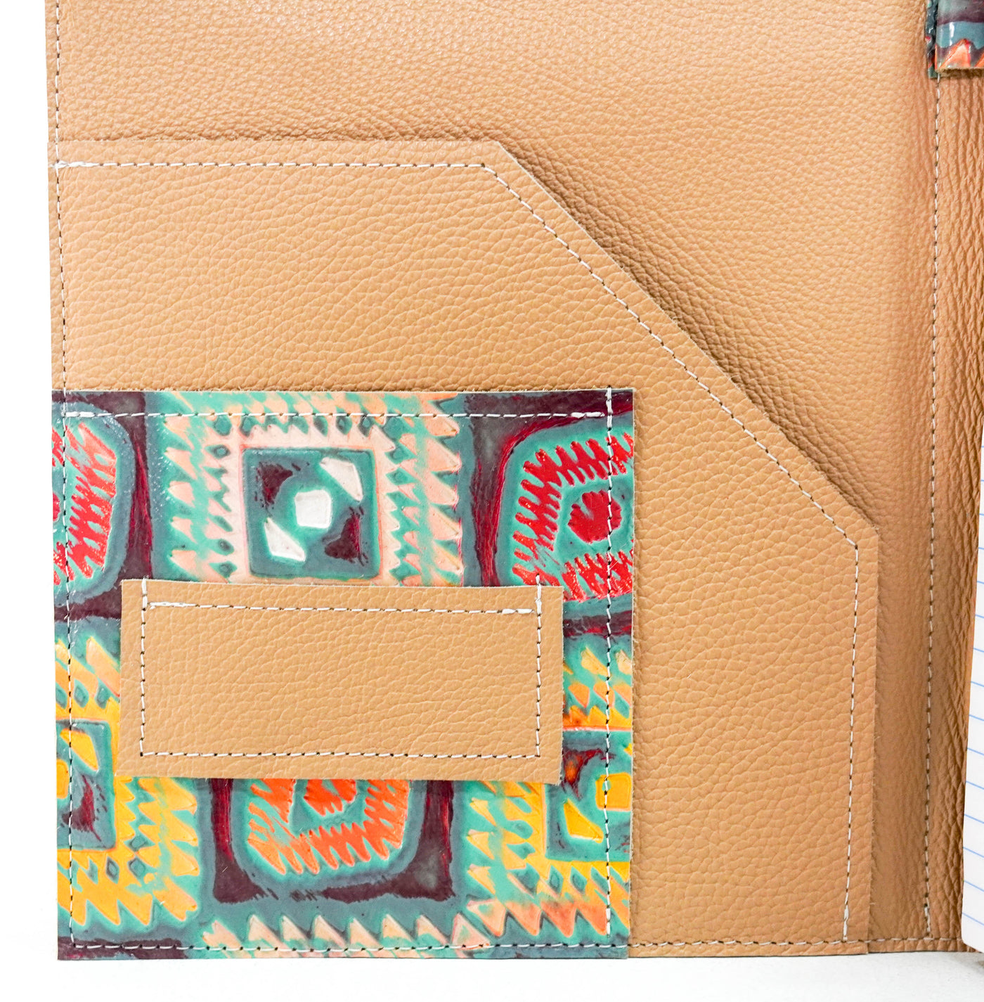 Large Notepad Cover - Brindle w/ Rainbow Aztec-Large Notepad Cover-Western-Cowhide-Bags-Handmade-Products-Gifts-Dancing Cactus Designs