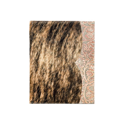 Large Notepad Cover - Brindle w/ Rose Gold Tool-Large Notepad Cover-Western-Cowhide-Bags-Handmade-Products-Gifts-Dancing Cactus Designs