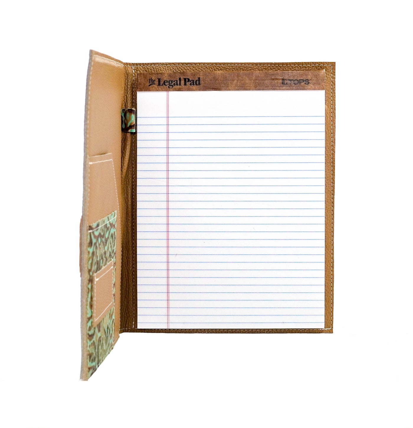 Large Notepad Cover - Brindle w/ Turquoise tool-Large Notepad Cover-Western-Cowhide-Bags-Handmade-Products-Gifts-Dancing Cactus Designs