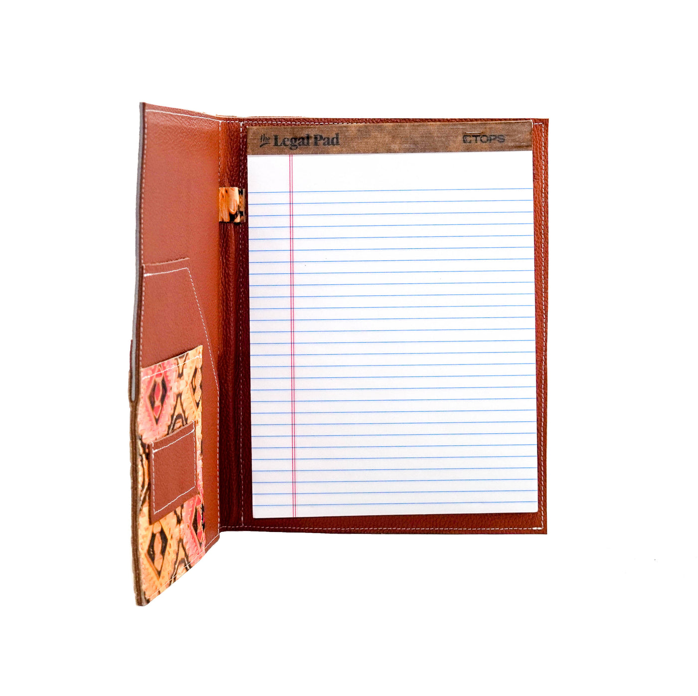 Large Notepad Cover - Chocolate & White w/ Moab Aztec-Large Notepad Cover-Western-Cowhide-Bags-Handmade-Products-Gifts-Dancing Cactus Designs