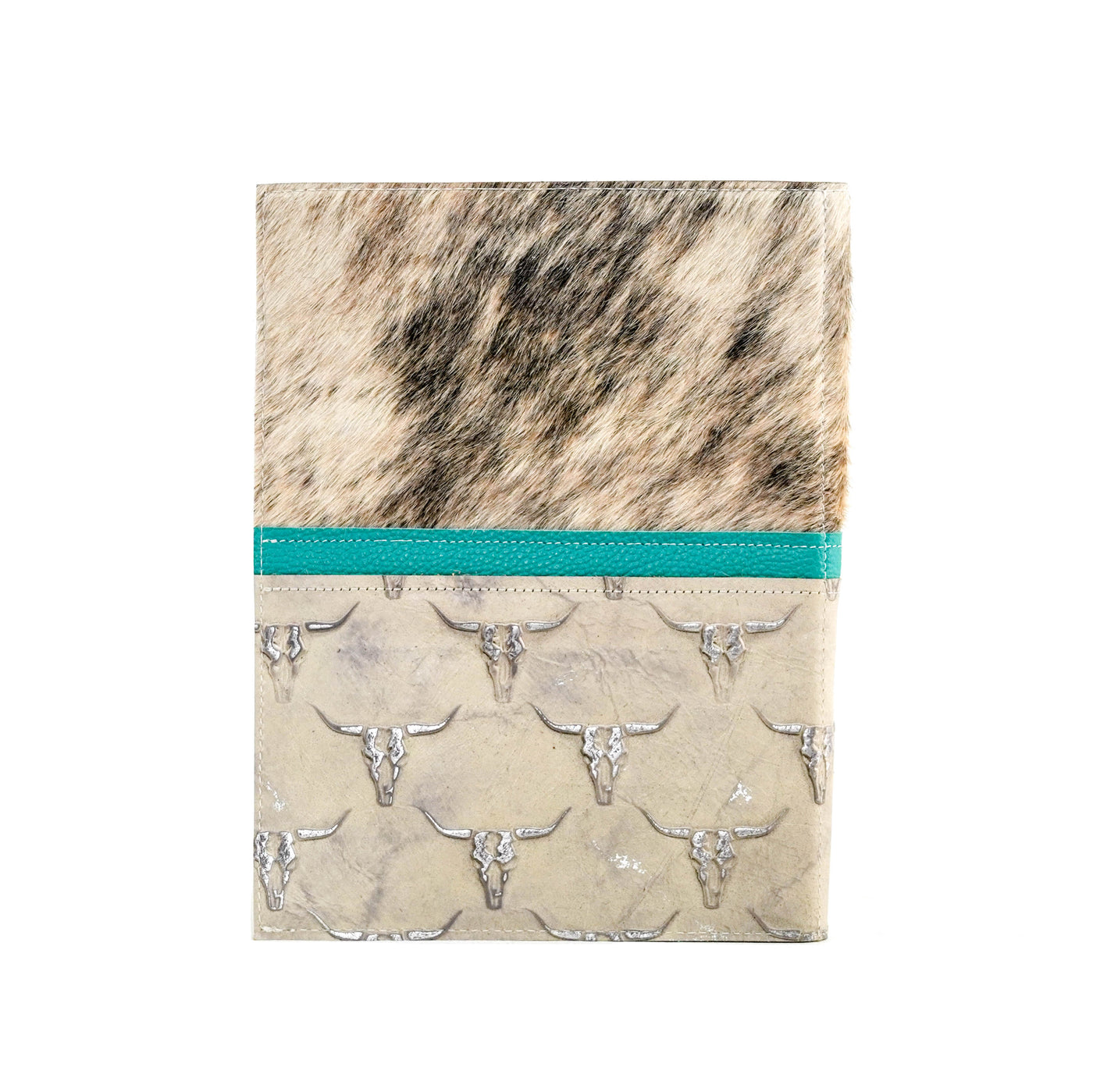 Large Notepad Cover - Light Brindle w/ Ghost Skulls-Large Notepad Cover-Western-Cowhide-Bags-Handmade-Products-Gifts-Dancing Cactus Designs