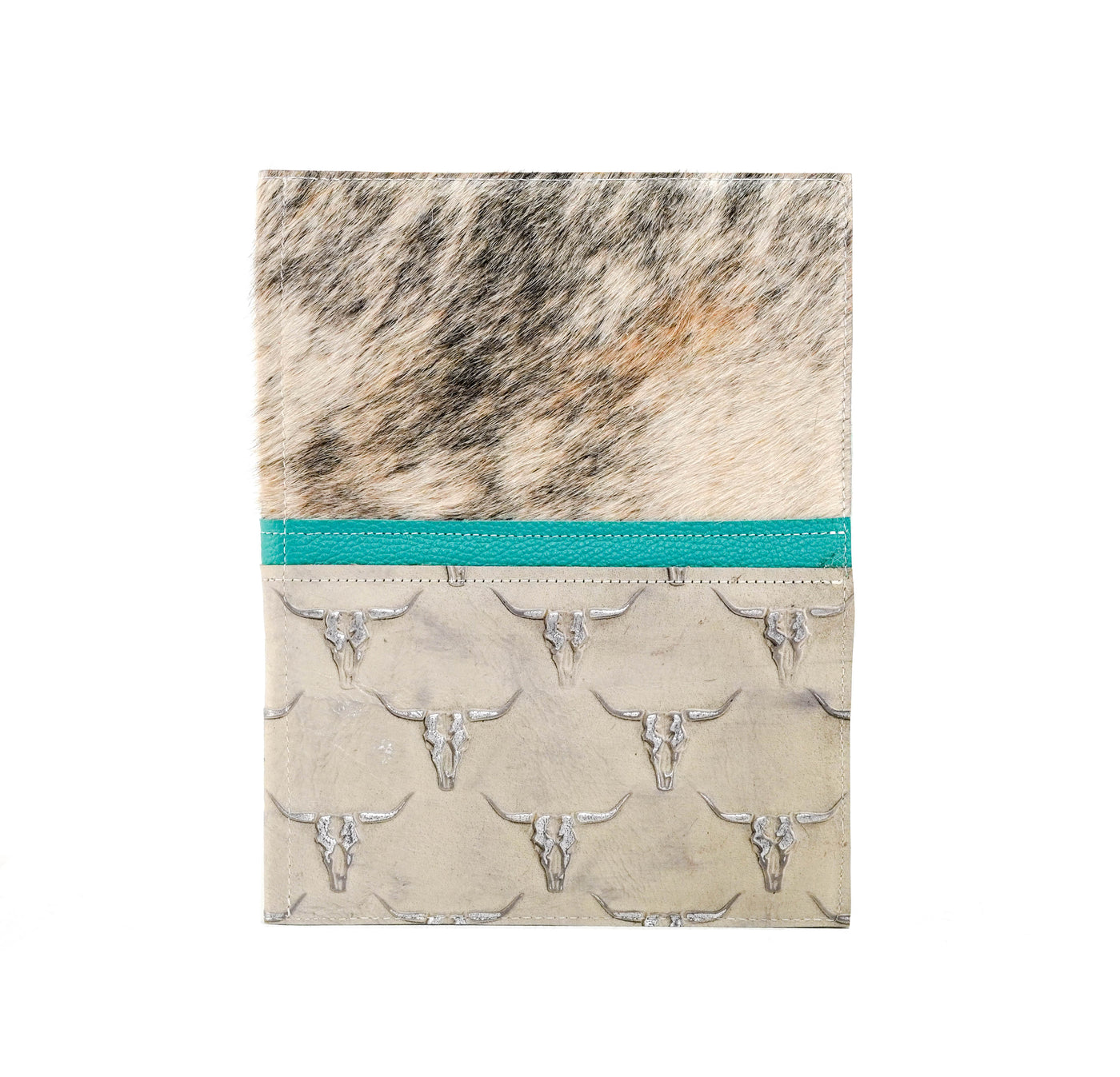 Large Notepad Cover - Light Brindle w/ Ghost Skulls-Large Notepad Cover-Western-Cowhide-Bags-Handmade-Products-Gifts-Dancing Cactus Designs