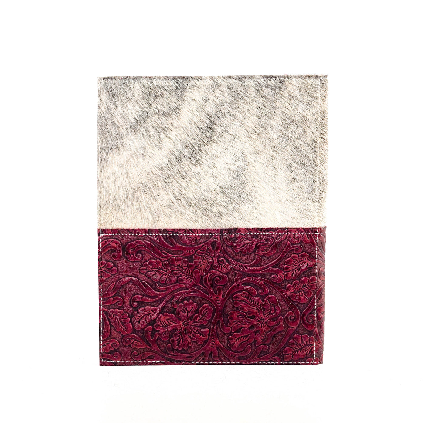Large Notepad Cover - Light Brindle w/ Red Tool-Large Notepad Cover-Western-Cowhide-Bags-Handmade-Products-Gifts-Dancing Cactus Designs