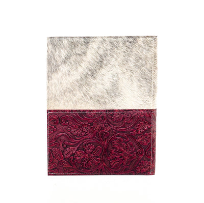 Large Notepad Cover - Light Brindle w/ Red Tool-Large Notepad Cover-Western-Cowhide-Bags-Handmade-Products-Gifts-Dancing Cactus Designs