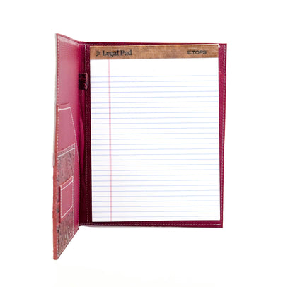 Large Notepad Cover - Light Brindle w/ Red Tool-Large Notepad Cover-Western-Cowhide-Bags-Handmade-Products-Gifts-Dancing Cactus Designs