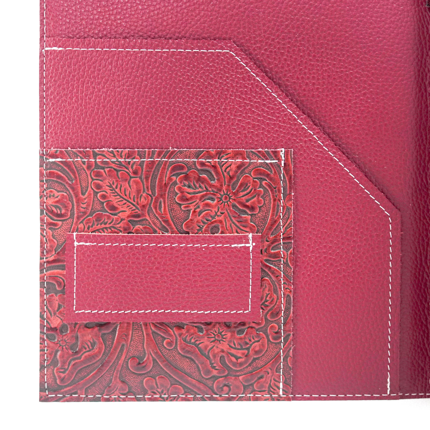 Large Notepad Cover - Light Brindle w/ Red Tool-Large Notepad Cover-Western-Cowhide-Bags-Handmade-Products-Gifts-Dancing Cactus Designs