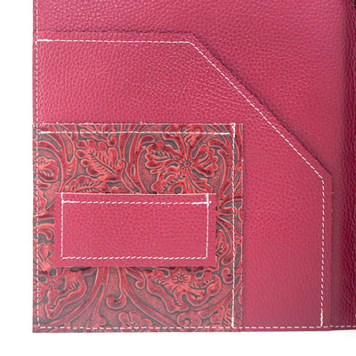 Large Notepad Cover - Light Brindle w/ Red Tool-Large Notepad Cover-Western-Cowhide-Bags-Handmade-Products-Gifts-Dancing Cactus Designs