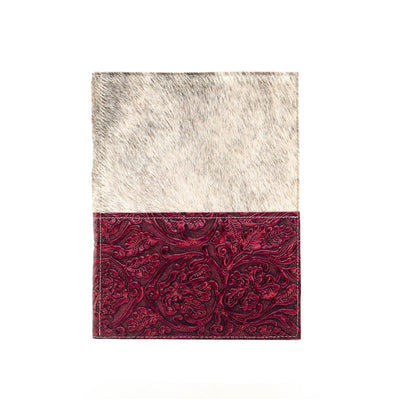 Large Notepad Cover - Light Brindle w/ Red Tool-Large Notepad Cover-Western-Cowhide-Bags-Handmade-Products-Gifts-Dancing Cactus Designs