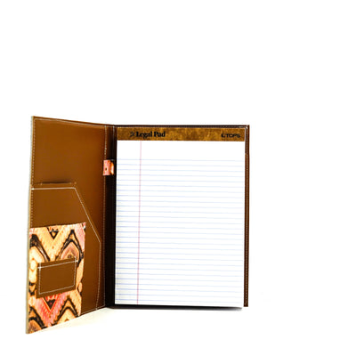 Large Notepad Cover - Longhorn w/ Moab Aztec-Large Notepad Cover-Western-Cowhide-Bags-Handmade-Products-Gifts-Dancing Cactus Designs