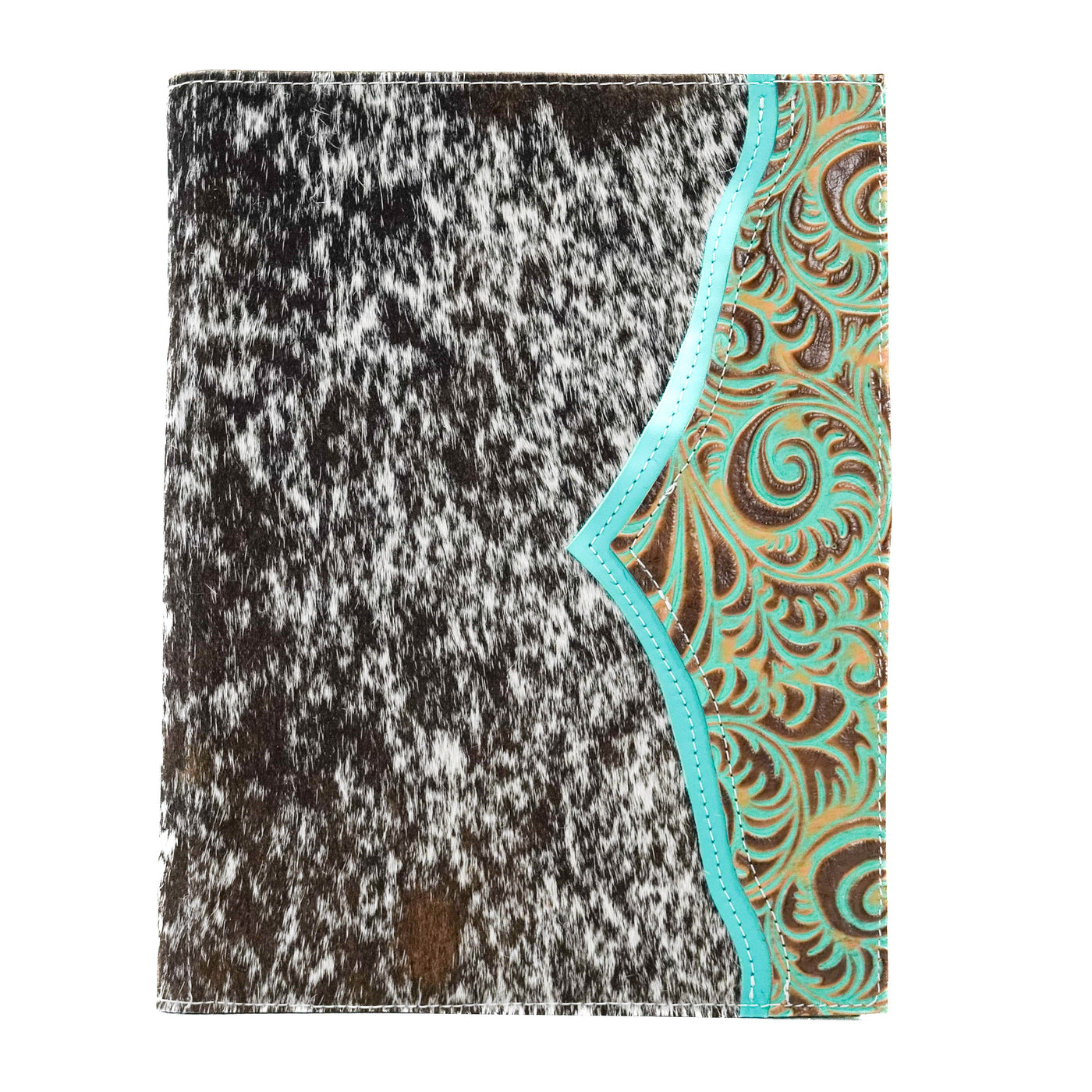 Large Notepad Cover - Longhorn w/ Turquoise Caracole-Large Notepad Cover-Western-Cowhide-Bags-Handmade-Products-Gifts-Dancing Cactus Designs