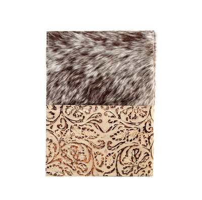 Large Notepad Cover - Roan w/ Gold Ivory Tool-Large Notepad Cover-Western-Cowhide-Bags-Handmade-Products-Gifts-Dancing Cactus Designs