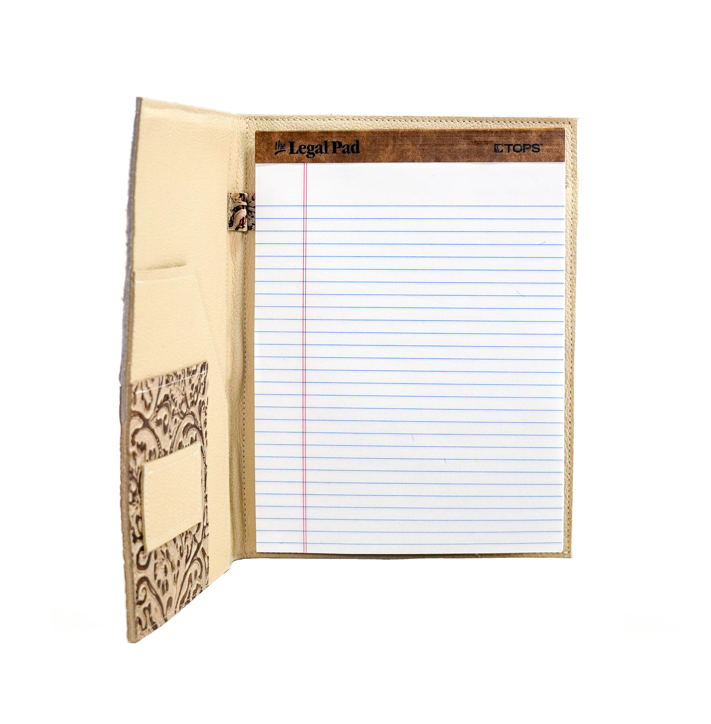 Large Notepad Cover - Roan w/ Gold Ivory Tool-Large Notepad Cover-Western-Cowhide-Bags-Handmade-Products-Gifts-Dancing Cactus Designs