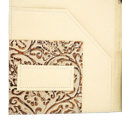 Large Notepad Cover - Roan w/ Gold Ivory Tool-Large Notepad Cover-Western-Cowhide-Bags-Handmade-Products-Gifts-Dancing Cactus Designs