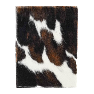 Large Notepad Cover - Tricolor w/ Deadwood Roses-Large Notepad Cover-Western-Cowhide-Bags-Handmade-Products-Gifts-Dancing Cactus Designs