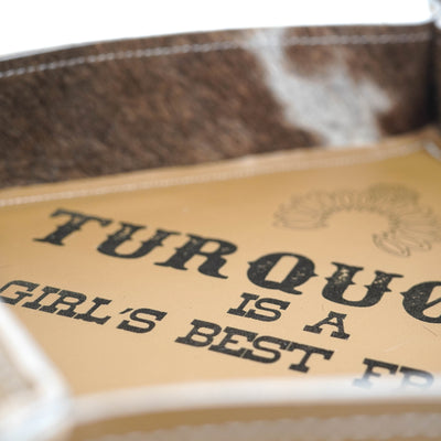 Large Tray - Glossed Dulce de Leche Leather w/ Lasered Decal-Large Tray-Western-Cowhide-Bags-Handmade-Products-Gifts-Dancing Cactus Designs