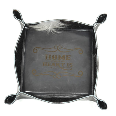 Large Tray - Glossed Lead Leather w/ Lasered Decal-Large Tray-Western-Cowhide-Bags-Handmade-Products-Gifts-Dancing Cactus Designs