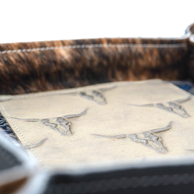 Large Tray - Smooth Black Leather w/ Ghost Skulls-Large Tray-Western-Cowhide-Bags-Handmade-Products-Gifts-Dancing Cactus Designs