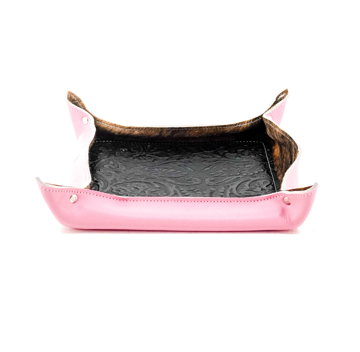 Large Tray - Smooth Powder Pink Leather w/ Onyx Tool-Large Tray-Western-Cowhide-Bags-Handmade-Products-Gifts-Dancing Cactus Designs