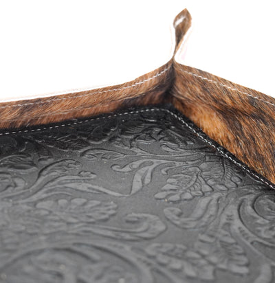 Large Tray - Smooth Powder Pink Leather w/ Onyx Tool-Large Tray-Western-Cowhide-Bags-Handmade-Products-Gifts-Dancing Cactus Designs