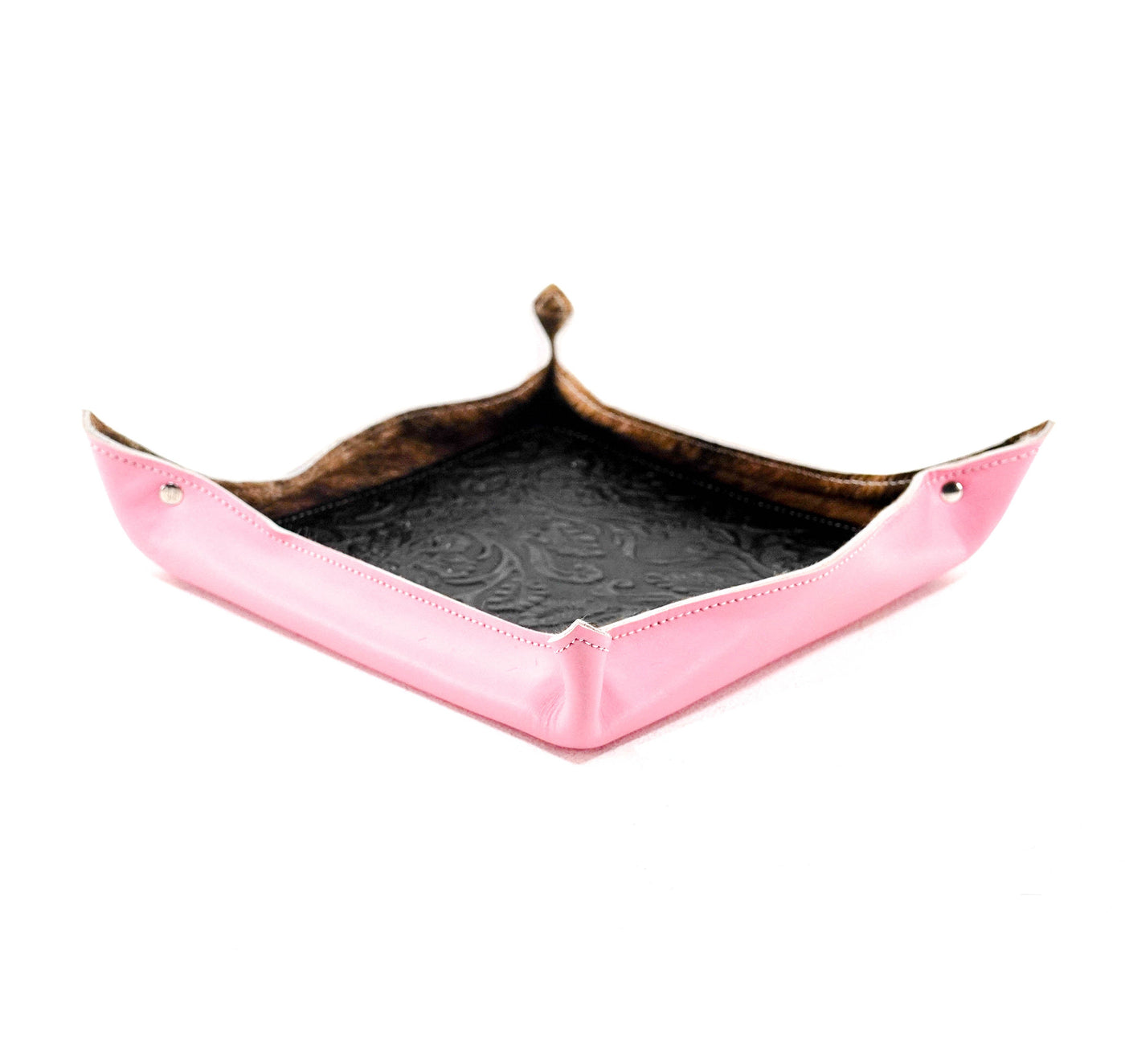 Large Tray - Smooth Powder Pink Leather w/ Onyx Tool-Large Tray-Western-Cowhide-Bags-Handmade-Products-Gifts-Dancing Cactus Designs