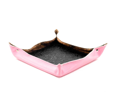 Large Tray - Smooth Powder Pink Leather w/ Onyx Tool-Large Tray-Western-Cowhide-Bags-Handmade-Products-Gifts-Dancing Cactus Designs