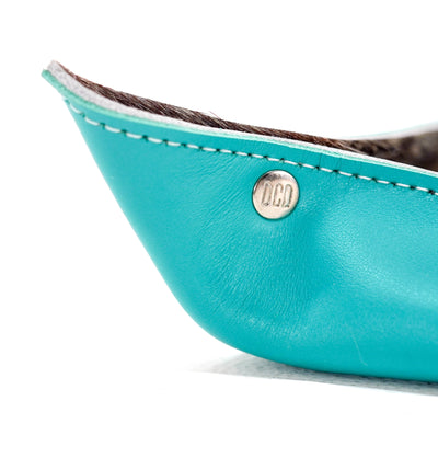 Large Tray - Smooth Turquoise Leather w/ Mermaid Tortoise-Large Tray-Western-Cowhide-Bags-Handmade-Products-Gifts-Dancing Cactus Designs