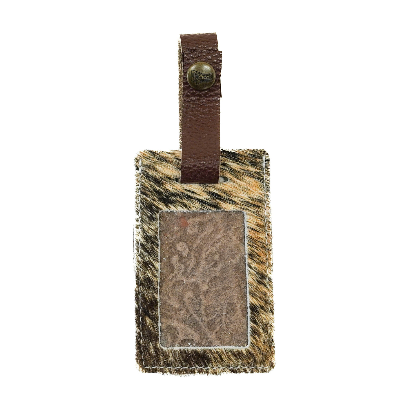 Luggage Tag - Brindle w/ Evergreen tool-Luggage Tag-Western-Cowhide-Bags-Handmade-Products-Gifts-Dancing Cactus Designs