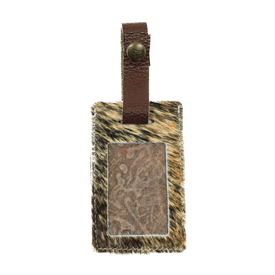 Luggage Tag - Brindle w/ Evergreen tool-Luggage Tag-Western-Cowhide-Bags-Handmade-Products-Gifts-Dancing Cactus Designs