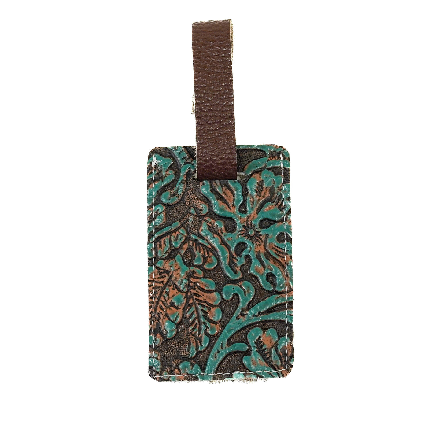 Luggage Tag - Brindle w/ Evergreen tool-Luggage Tag-Western-Cowhide-Bags-Handmade-Products-Gifts-Dancing Cactus Designs