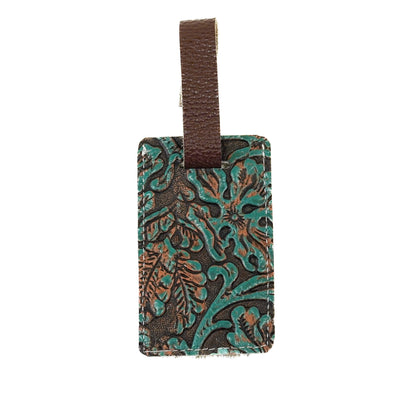 Luggage Tag - Brindle w/ Evergreen tool-Luggage Tag-Western-Cowhide-Bags-Handmade-Products-Gifts-Dancing Cactus Designs